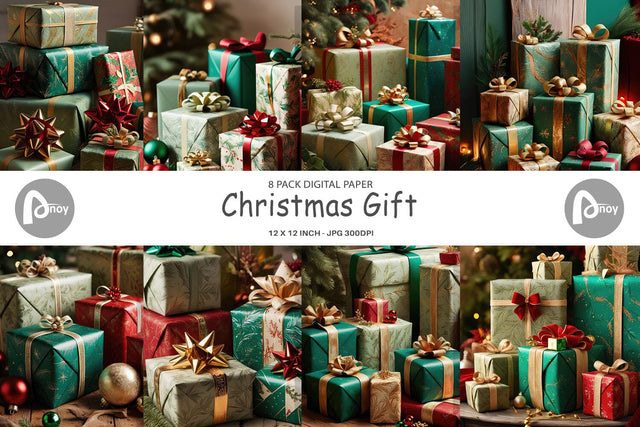 Digital Paper Christmas Gift Digital Pattern artnoy 