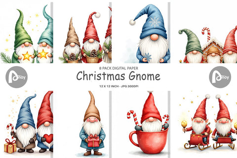 Digital Paper Christmas Gnome Digital Pattern artnoy 