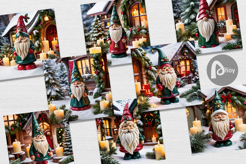 Digital Paper Christmas Gnome Digital Pattern artnoy 