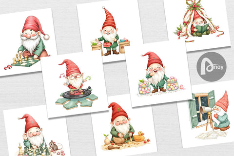 Digital Paper Christmas Gnome Digital Pattern artnoy 