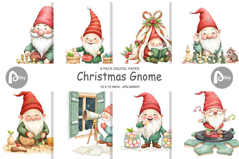 Digital Paper Christmas Gnome Digital Pattern artnoy 