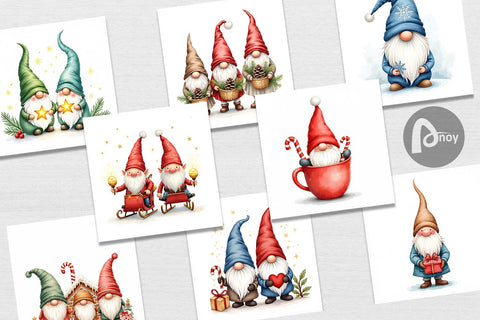 Digital Paper Christmas Gnome Digital Pattern artnoy 