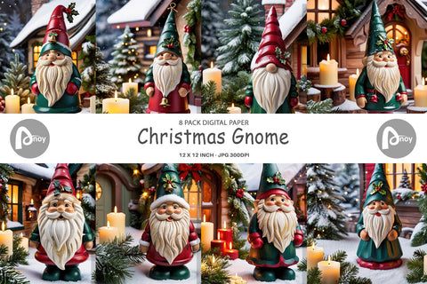 Digital Paper Christmas Gnome Digital Pattern artnoy 