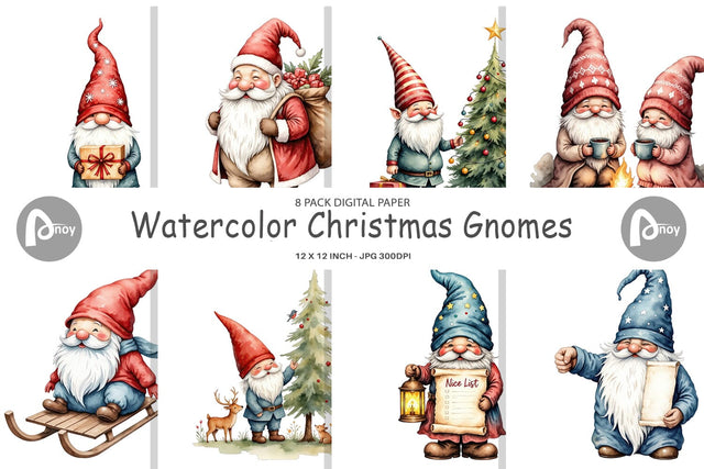 Digital Paper Christmas Gnomes Digital Pattern artnoy 