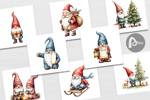 Digital Paper Christmas Gnomes Digital Pattern artnoy 