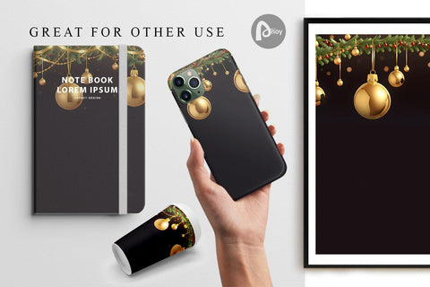 Digital Paper Christmas Gold Baubles Digital Pattern artnoy 