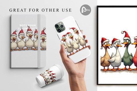 Digital Paper Christmas Goose Emotions Digital Pattern artnoy 