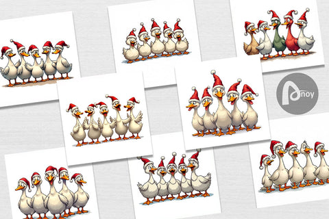 Digital Paper Christmas Goose Emotions Digital Pattern artnoy 