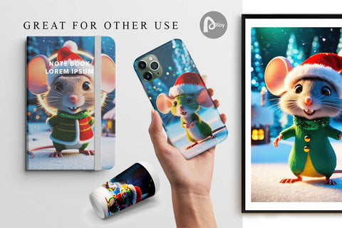 Digital Paper Christmas Mouse Digital Pattern artnoy 