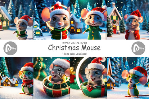 Digital Paper Christmas Mouse Digital Pattern artnoy 