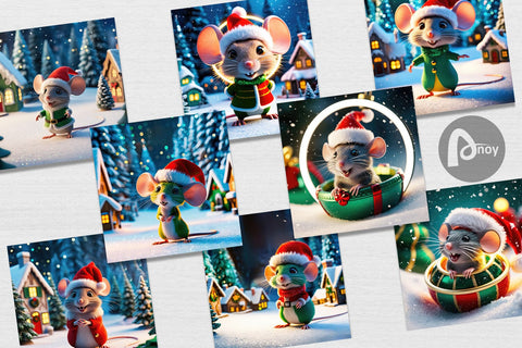Digital Paper Christmas Mouse Digital Pattern artnoy 