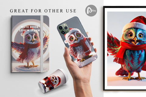 Digital Paper Christmas Owl Digital Pattern artnoy 