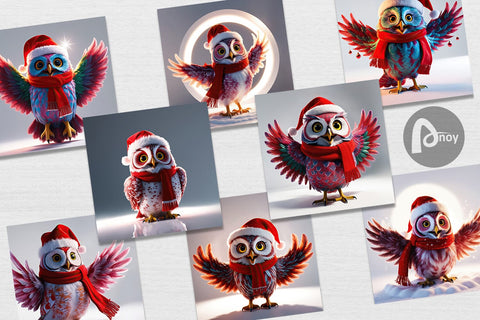 Digital Paper Christmas Owl Digital Pattern artnoy 