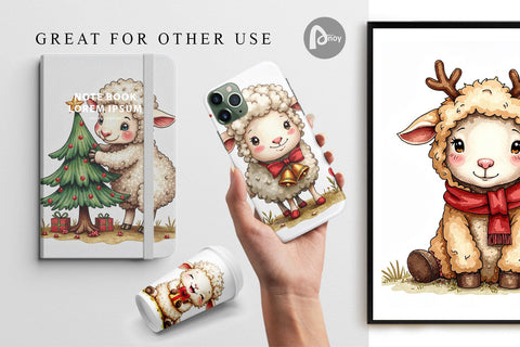Digital Paper Christmas Patchwork Sheep Digital Pattern artnoy 