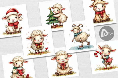 Digital Paper Christmas Patchwork Sheep Digital Pattern artnoy 