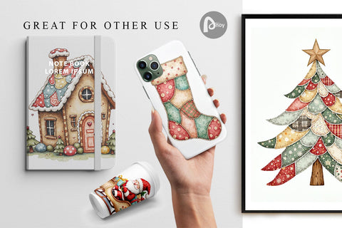 Digital Paper Christmas Patchwork Wonder Digital Pattern artnoy 