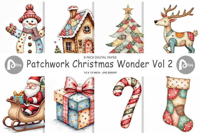 Digital Paper Christmas Patchwork Wonder Digital Pattern artnoy 