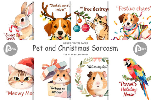 Digital Paper Christmas Pet Sarcasm Digital Pattern artnoy 