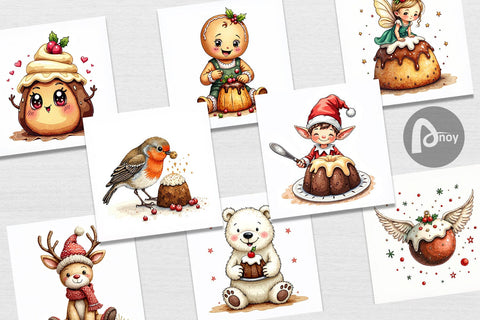 Digital Paper Christmas Pudding Delights Digital Pattern artnoy 