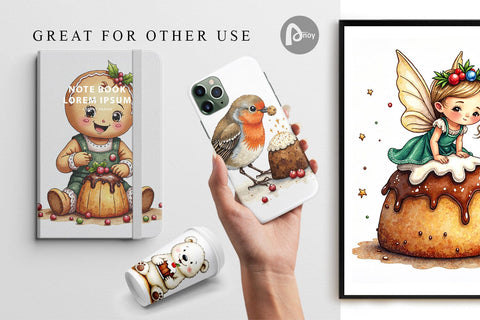 Digital Paper Christmas Pudding Delights Digital Pattern artnoy 