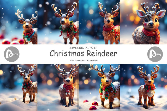 Digital Paper Christmas Reindeer Sublimation artnoy 