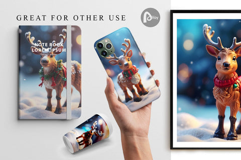 Digital Paper Christmas Reindeer Sublimation artnoy 