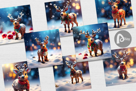 Digital Paper Christmas Reindeer Sublimation artnoy 