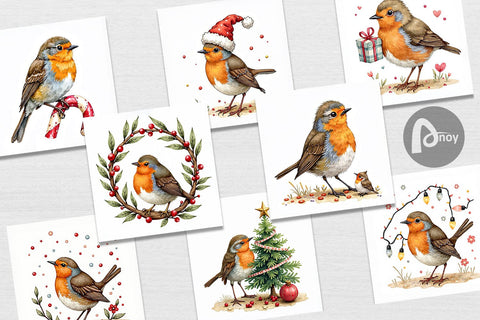 Digital Paper Christmas Robin Wonders Digital Pattern artnoy 