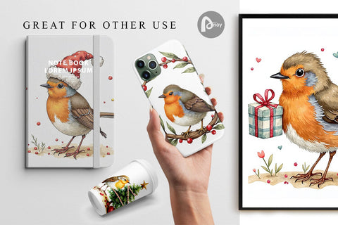 Digital Paper Christmas Robin Wonders Digital Pattern artnoy 