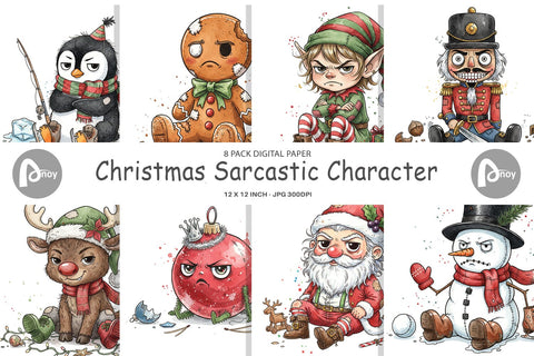 Digital Paper Christmas Sarcastic Character Digital Pattern artnoy 