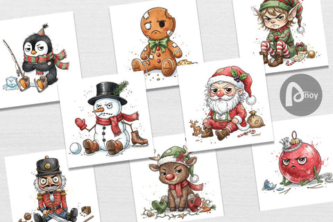 Digital Paper Christmas Sarcastic Character Digital Pattern artnoy 