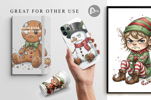 Digital Paper Christmas Sarcastic Character Digital Pattern artnoy 