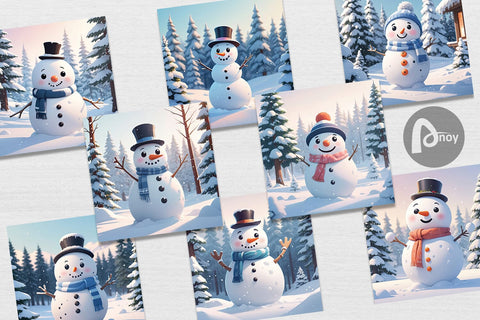 Digital Paper Christmas Snowman Digital Pattern artnoy 