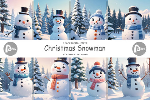 Digital Paper Christmas Snowman Digital Pattern artnoy 
