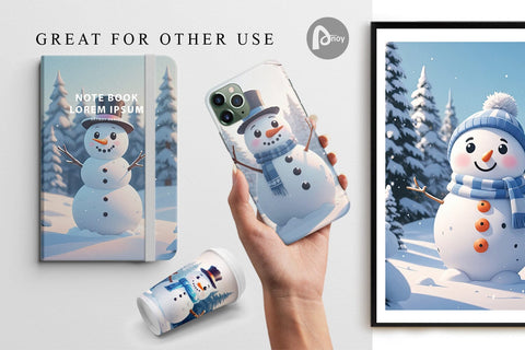 Digital Paper Christmas Snowman Digital Pattern artnoy 