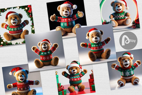 Digital Paper Christmas Teddy Bear Digital Pattern artnoy 
