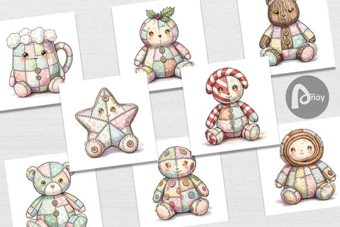 Digital Paper Christmas Treat Patchwork Watercolor Digital Pattern artnoy 