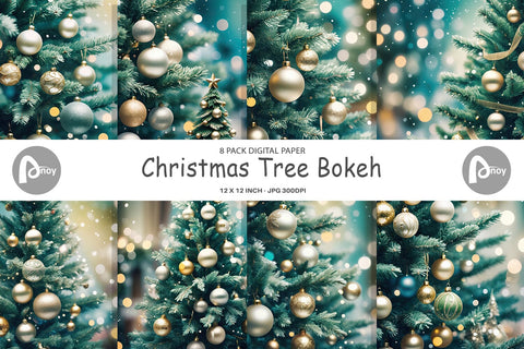 Digital Paper Christmas Tree Bokeh Digital Pattern artnoy 
