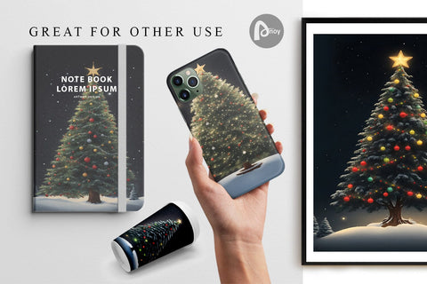 Digital Paper Christmas Tree Watercolor Digital Pattern artnoy 