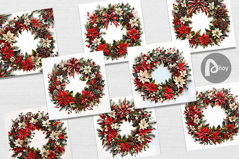 Digital Paper Christmas Wreath Digital Pattern artnoy 