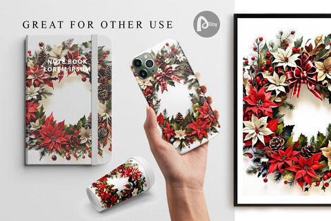 Digital Paper Christmas Wreath Digital Pattern artnoy 