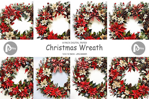 Digital Paper Christmas Wreath Digital Pattern artnoy 