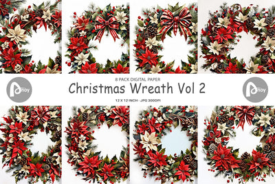 Digital Paper Christmas Wreath Digital Pattern artnoy 