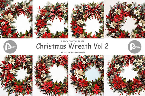 Digital Paper Christmas Wreath Digital Pattern artnoy 