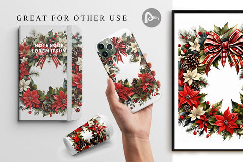 Digital Paper Christmas Wreath Digital Pattern artnoy 