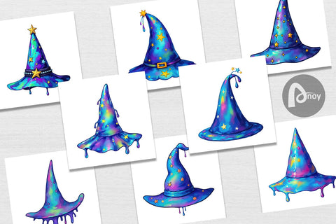 Digital Paper Chrome Star Witch Hat Digital Pattern artnoy 