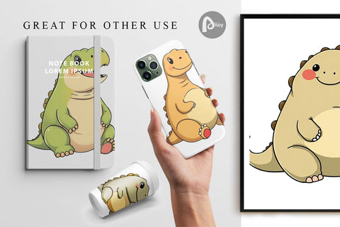 Digital Paper Chubby Dinosaur Digital Pattern artnoy 