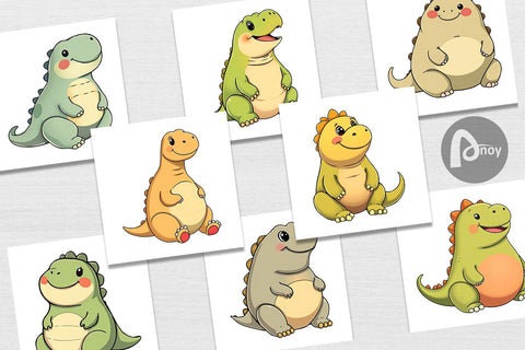 Digital Paper Chubby Dinosaur Digital Pattern artnoy 