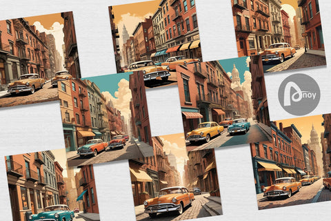 Digital Paper Classic Car Digital Pattern artnoy 