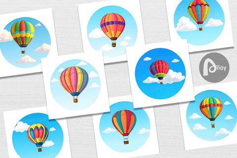 Digital Paper Classic Hot Air Balloon Digital Pattern artnoy 